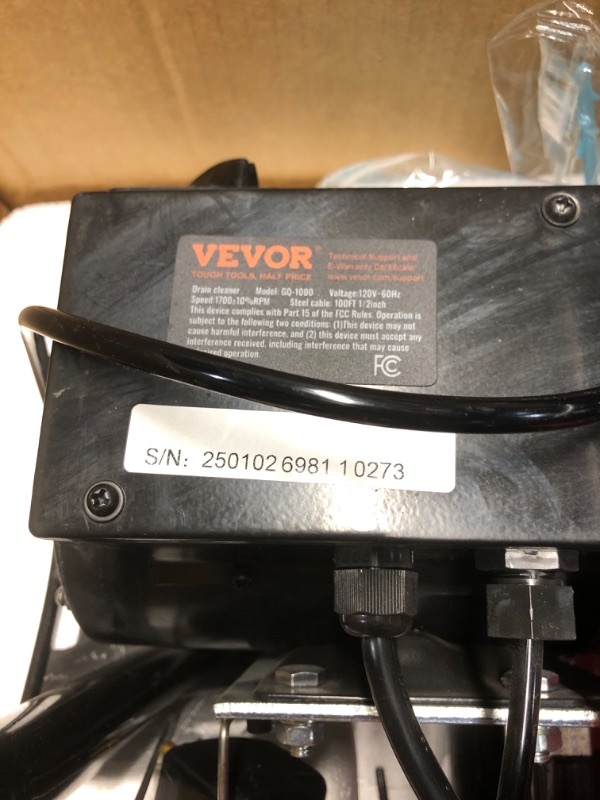 Photo 1 of VEVOR Drain Cleaner Machine 100FT x 1/2 Inch, Auto Feed Sewer Snake Auger on Wheels, 550W Portable Drain Cleaning Machine with 8 Cutters & Air-activated Foot Switch for 2" to 4" Pipes