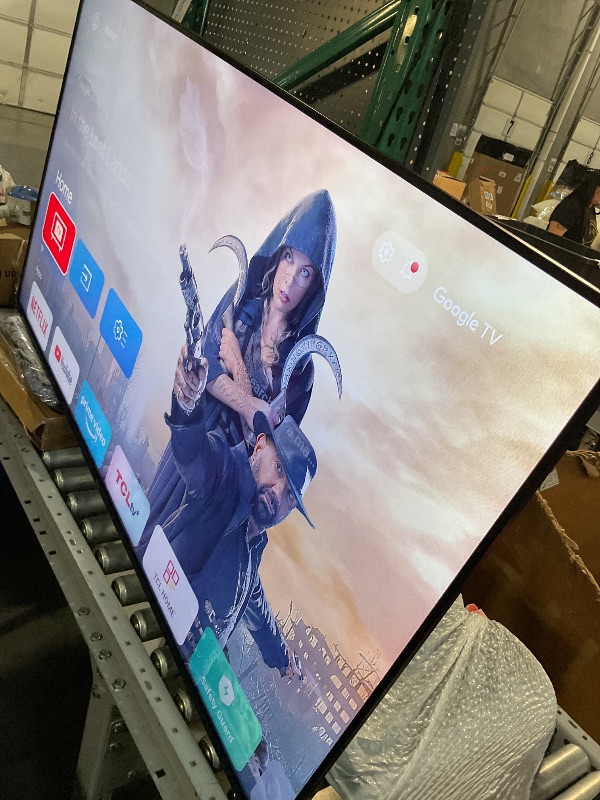 Photo 1 of **MISSING STAND, TURNS ON** TCL 55-Inch Q65 QLED 4K UHD Smart TV with Google TV (55Q651G, 2024 Model) Dolby Vision, Dolby Atmos, HDR Pro+, Game Accelerator Enhanced Gaming, Voice Remote, Works with Alexa, Streaming Television
