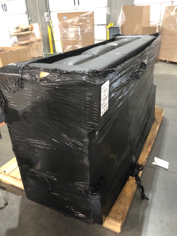 Photo 1 of (used, appears new) ***TRUCK/TRAILER PICKUP ONLY***Signature Design by Ashley Luigi Modern Tufted Leather Match Sofa, Black