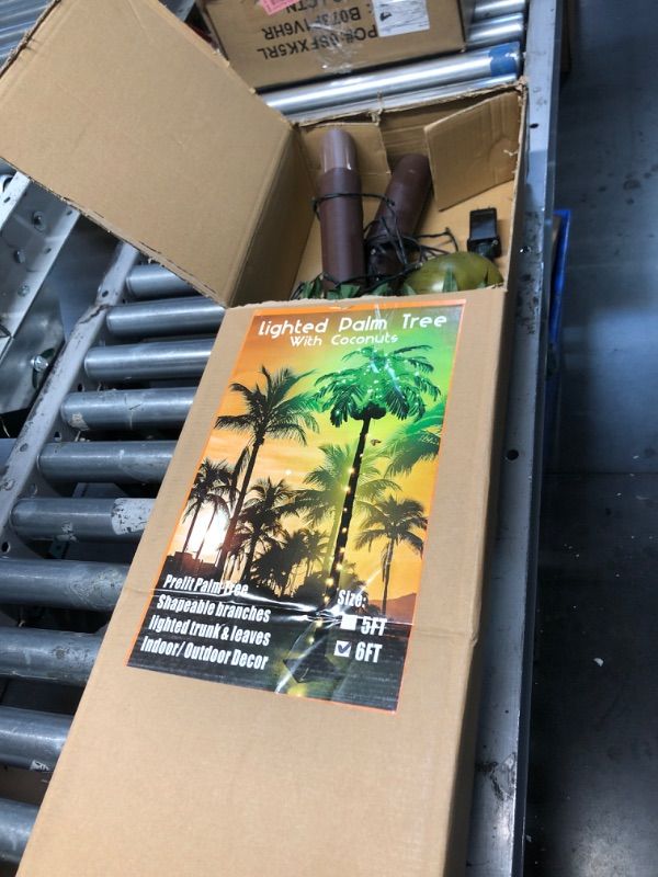 Photo 1 of 6 FT LED Lighted Palm Tree with Coconuts Outdoor Artificial Palm Tree Tropical Palm Tree Lights for Patio Pool Hawaiian Luau Jungle Party Tiki Bar Christmas Indoor Decoration