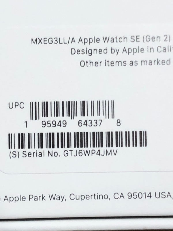 Photo 1 of ***FACTORY SEALED***
Apple Watch SE (2nd Gen) [GPS 40mm] Smartwatch with Starlight Aluminum Case with Starlight Sport Band M/L. Fitness and Sleep Trackers, Crash Detection, Heart Rate Monitor, Retina Display