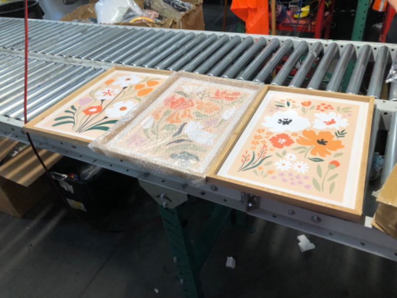 Photo 1 of ***DAMAGED - ONE OF THE PICTURES HAS A HUGE TEAR - SEE PICTURES***
Boho Flowers Plant Wall Art Sign Set of 3 16"x24" Mid Century Modern Minimalist Wooden Framed Abstract Botanical Flower for Vintage Living Room Offic Bedroom Wall Hanging Decoration (Wood)