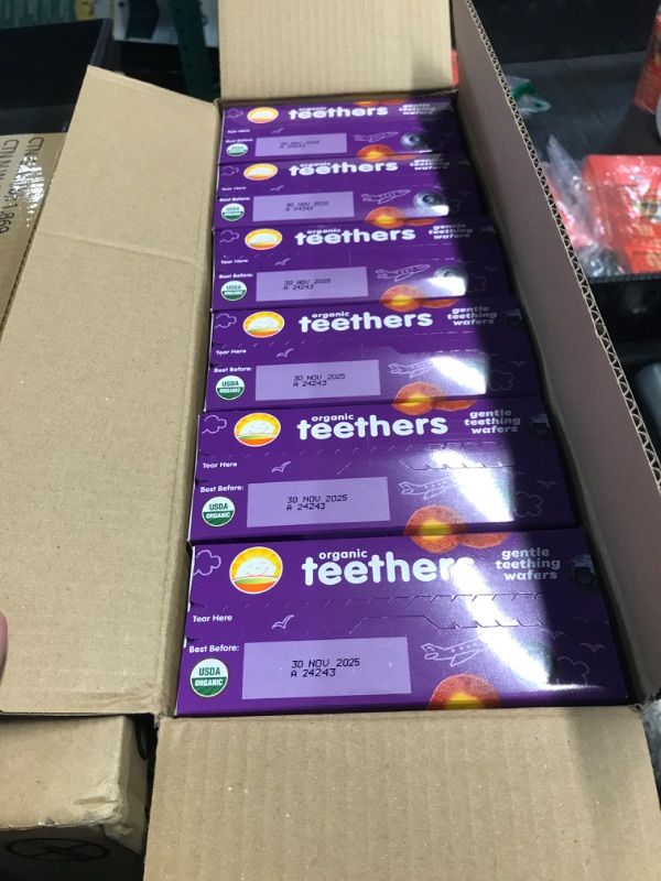 Photo 1 of ***(EXP: 30/11/2025)NONREFUNDABLE*** Happy Baby Organics Baby Snacks, Gentle Teething Wafers, Gluten Free & Vegan, Blueberry & Purple Carrot, 12 Count (Pack of 6)