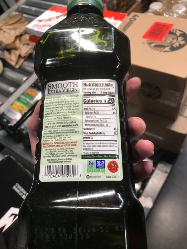 Photo 1 of ***(EXP: 12/2025)NONREFUNDABLE***Pompeian Smooth Extra Virgin Olive Oil, Contains Polyphenols, First Cold Pressed, Mild and Delicate Flavor, Perfect for Sauteing & Stir-Frying, Naturally Gluten-Free, Non-GMO, 48 Fl Oz, Single Bottle