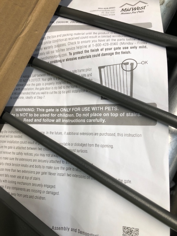Photo 1 of (Missing one of the four corners inserts)MidWest Homes for Pets 39 Inches Tall Walk-Through Steel Pet Gate