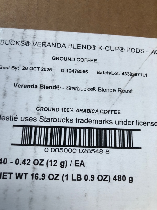 Photo 1 of ***(EXP:11/25 )NONREFUNDABLE***Starbucks Light Roast K-Cup Coffee Pods — Veranda for Keurig Brewers — 1 box (40 pods)
