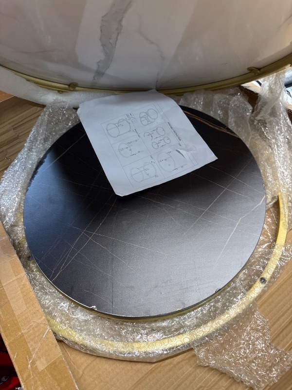 Photo 1 of ***its not Marble*** minor damage ** small dents on black table ***  
Nesting Coffee Table for Living Room, Round Center Table Set of 2, Modern Coffee Tables with Faux Marble Top (White+Black)