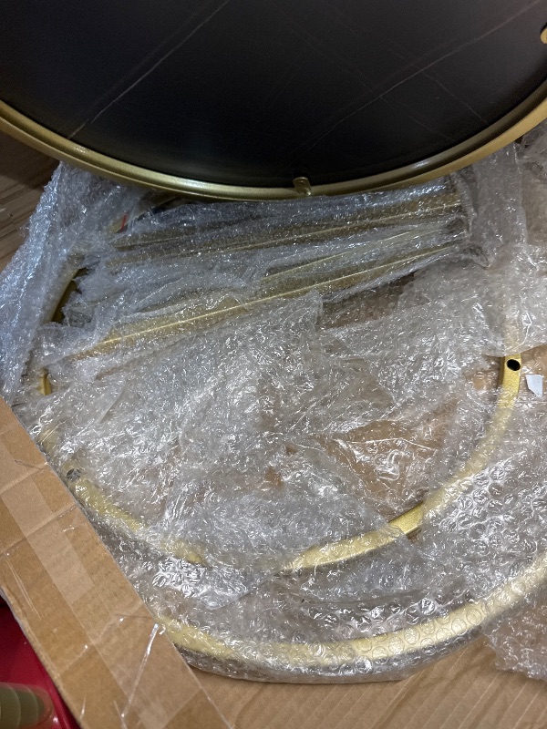 Photo 1 of ***its not Marble*** minor damage ** small dents on black table ***  
Nesting Coffee Table for Living Room, Round Center Table Set of 2, Modern Coffee Tables with Faux Marble Top (White+Black)