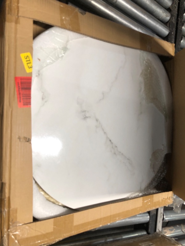 Photo 1 of ***its not Marble*** minor damage ** small dents on black table ***  
Nesting Coffee Table for Living Room, Round Center Table Set of 2, Modern Coffee Tables with Faux Marble Top (White+Black)