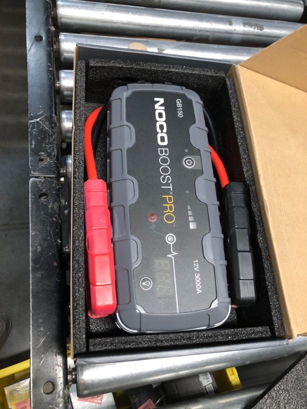 Photo 1 of ***(NO RETURNS OR REFUNDS/ FOR PARTS ONLY/ NON FUNCTIONAL)***
NOCO Boost Pro GB150 3000A UltraSafe Car Battery Jump Starter, 12V Battery Pack, Battery Booster, Jump Box, Portable Charger and Jumper Cables for 9.0L Gasoline and 7.0L Diesel Engines