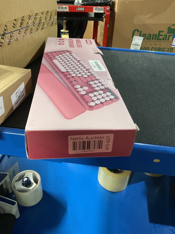 Photo 1 of Wireless Keyboard, Round Keycaps, Retro Typewriter Keyboard with Detachable Wrist Rest, Sleep Mode, Foldable Legs, 2.4GHz Full-size Cordless Computer Keyboard for Windows/PC/Laptop (Colorful-Pink)