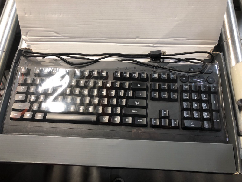 Photo 1 of (used)(damaged)Logitech G213 Prodigy Gaming Keyboard, LIGHTSYNC RGB Backlit Keys, Spill-Resistant, Customizable Keys, Dedicated Multi-Media Keys – Black