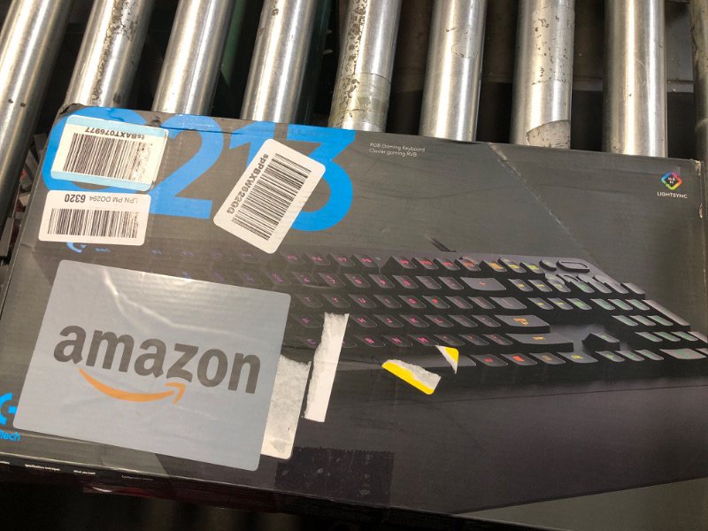Photo 1 of (used)(damaged)Logitech G213 Prodigy Gaming Keyboard, LIGHTSYNC RGB Backlit Keys, Spill-Resistant, Customizable Keys, Dedicated Multi-Media Keys – Black