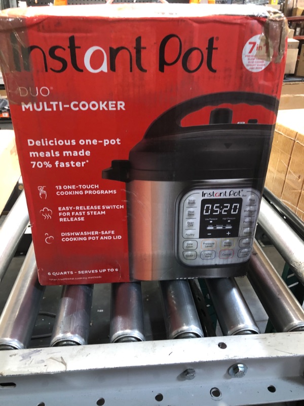 Photo 1 of ***(HEAVILY USED/ MINOR DAMAGE)***
Instant Pot Duo 7-in-1 Electric Pressure Cooker, Slow Cooker, Rice Cooker, Steamer, Sauté, Yogurt Maker, Warmer & Sterilizer, Includes App With Over 800 Recipes, Stainless Steel, 6 Quart