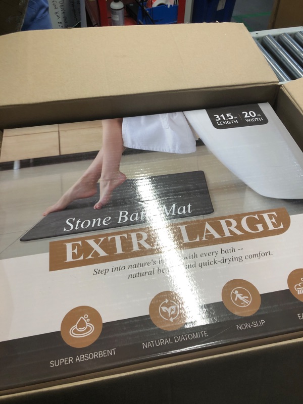 Photo 1 of BAVIFY 32 * 20 Large Stone Drying Bath Mat for Bathroom Diatomaceous Earth Bath Mat Quick Dry Non Slip Absorbent Bathroom Floor Mat Modernized Water Absorbing Diatomite Shower Bath Mat Grey