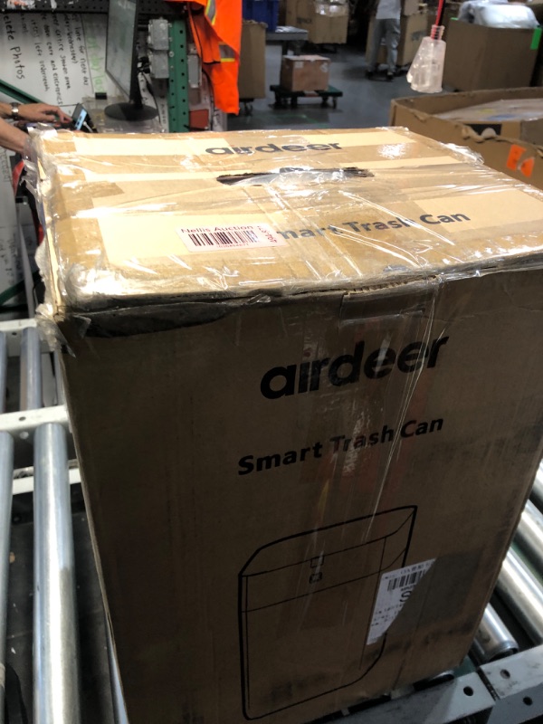 Photo 1 of (MISSING BAGS AND CHARGER) Airdeer Automatic Trash Can, 4 Gallon Self Sealing and Self-Changing Smart Trash Can, Motion Sensor, Touchless Garbage can with lid for Kitchen Bathroom Bedroom Office, 6 Refill Rings(A1, White)