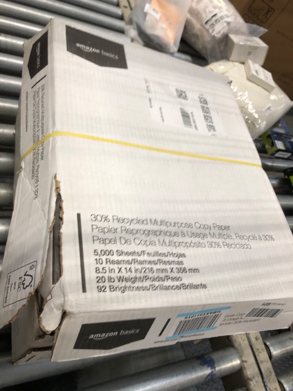 Photo 2 of **MISSING SOME PAPERS**Amazon Basics - 30% Recycled Multipurpose Copy Printer Paper, 10 Reams, 5000 Count (10 Packs of 500), 8.5" x 14", White