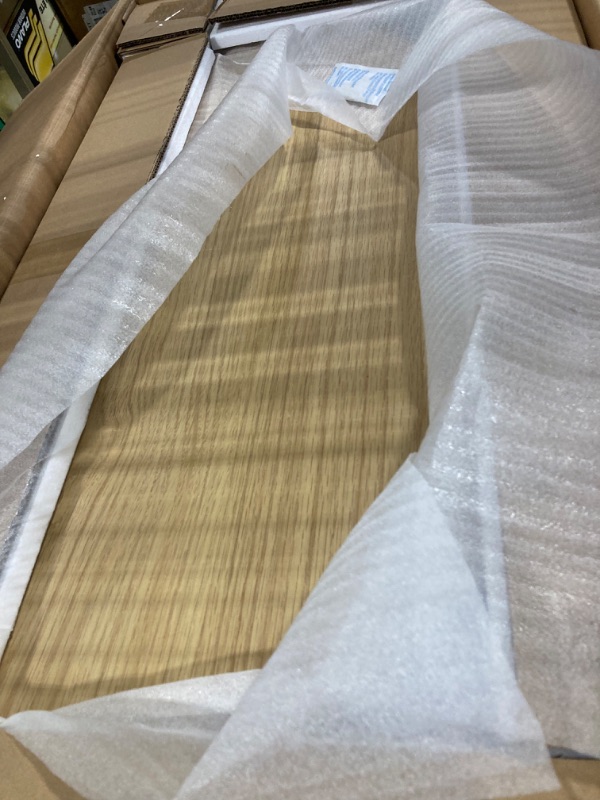 Photo 1 of Fluted Half Moon Console Table - Small Entry Desk - Living Room Furniture - Modern Home Decor - Solid Wood Entryway Table with Two Doors and Black Knobs (Natural Oak)