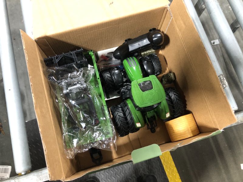 Photo 2 of ***Tested, AAA 1.5V batteries are not included***Uarzt Remote Control Tractor Toy, Kids RC Tractor Set & Truck and Trailer Front Loader - Metal Car Head/8 Wheel/Light, Toddlers Farm Vehicle Toys for 3 4 5 6 7 8 9 Year Old Boys Girls Birthday Gift