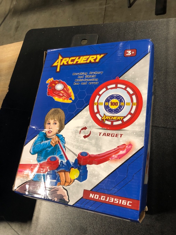 Photo 1 of HIEMAO 2 Pack Archery Shield Toy Set, LED Light Up Bow and Arrow for Kids with 12 Suction Cup Arrows and Target, Indoor Outdoor Games Gifts for Youth Teens Boys Girls Age 6 8 10 12 14