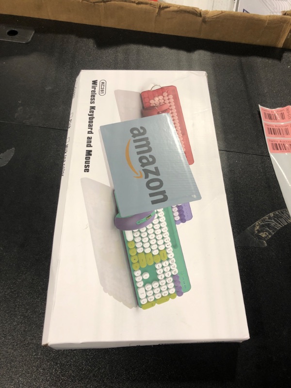 Photo 1 of Wireless Keyboard and Mouse Combo, Retro Round Keycap Typewriter Keyboard with Phone/Tablet Holder, Cute Colorful Keyboard for Computer/Laptop/Windows/Mac by SABLUTE, Purple