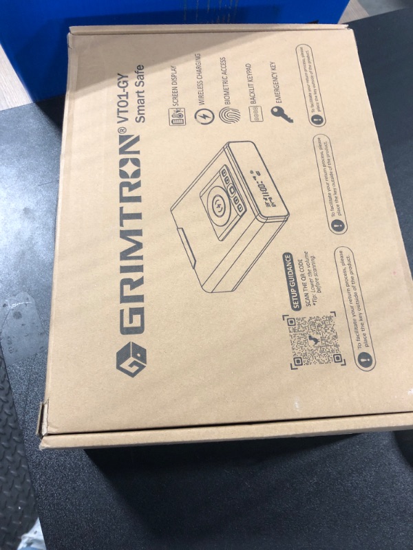 Photo 1 of Grimtron Biometric Gun Safe for Handgun, Smart Clock Safe with 2-in-1 Watch & Phone Wireless Charging, Bedside Pistol Safe with Backlit Keypad, Nightstand Handgun Safe with LED Light