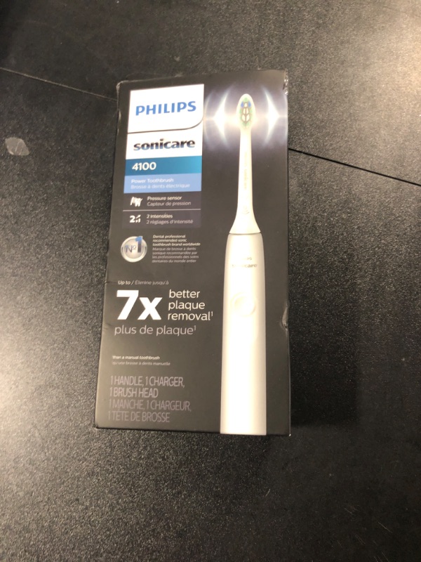 Photo 2 of Philips Sonicare 4100 Rechargeable Electric Toothbrush, with Pressure Sensor, 2 Intensity Settings, SmarTimer and QuadPacer, 14-Day Battery Life, White, Model HX3681/23