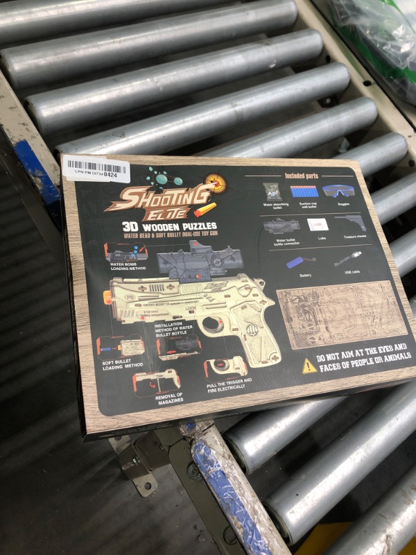 Photo 1 of 3D Wooden Puzzles for Adults, 3D Puzzle Wooden Gun, DIY Pistol Model Assembly Kits, Electric Blaster Toy Gun with Soft Bullets and Gel Bullets, Wood Puzzles Cool Toy for Adult Birthday