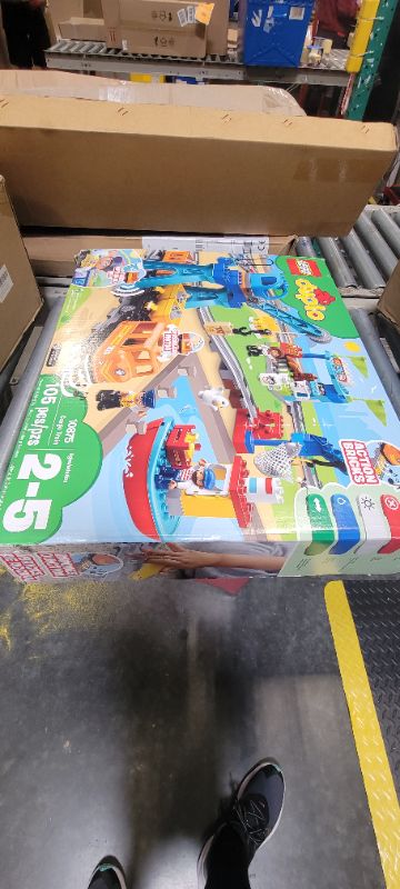 View 2 of LEGO DUPLO Town Cargo Train Set - Push & Go Motor Train Toy for Toddlers - Preschool Learning Toy for Boys & Girls Ages 2-5, Includes Sound & Light, Moving Crane - Gift for Birthdays - 10875
