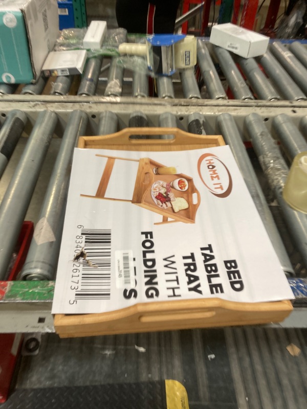 Photo 1 of Home-It Large Bed Table Tray with Folding Legs - Breakfast Tray with Handles - Bamboo Bed Tray for Bed, Sofa, Eating and Laptops, Snacking and Working