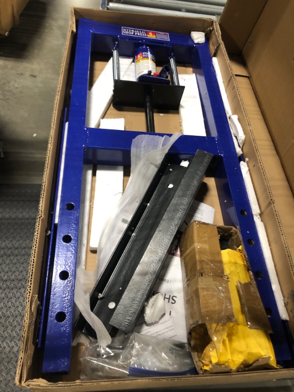 Photo 1 of 6 Ton Hydraulic Press, H-Frame Garage Floor Adjustable Shop Press with Stamping Plates to Bend, Straighten, Or Press Parts, Install Bearings & U-Joints