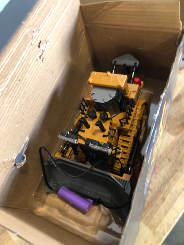 Photo 1 of 9-Channel Metal RC Bulldozer - Realistic Remote Control Kids Construction Play Toys with Lights and Sound, Track Type Tractor Toys for 3+ Boys, Perfect 2024 Kids Birthday Gift for Ages 3-12+