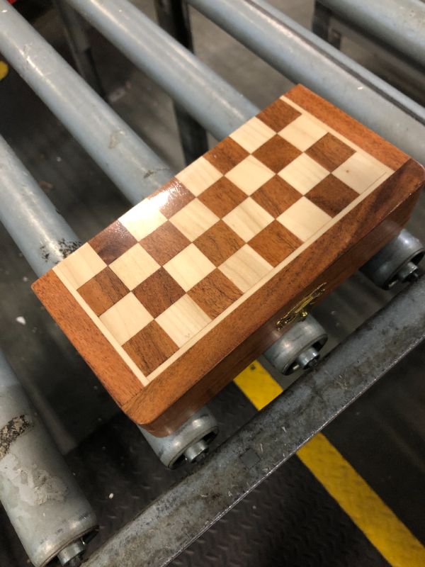 Photo 1 of ChessBazar Magnetic Travel Pocket Chess Set - Staunton 7x7 Inch Folding Game Board - Handmade in Fine Rosewood - 2 Players, Age 14+