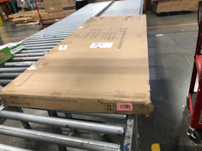 Photo 1 of Bme Hevea Solid Wood Butcher Block Countertop in Walnut, Walnut Butcher Block Table Top with UV Finish for DIY Washer Dryer/Island/Kitchen Countertop, 5ft L x 25" W, 1.5in Thick