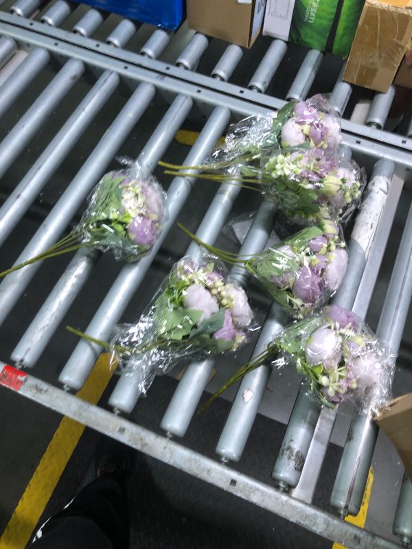 Photo 2 of ***only 6 bundles in the box*** Yuxung 8 Bundles Artificial Peonies Flowers Boho Faux Flowers Arrangements Artificial Centerpiece Spring Bouquet Floral Wedding Decoration for Vase(Purple)