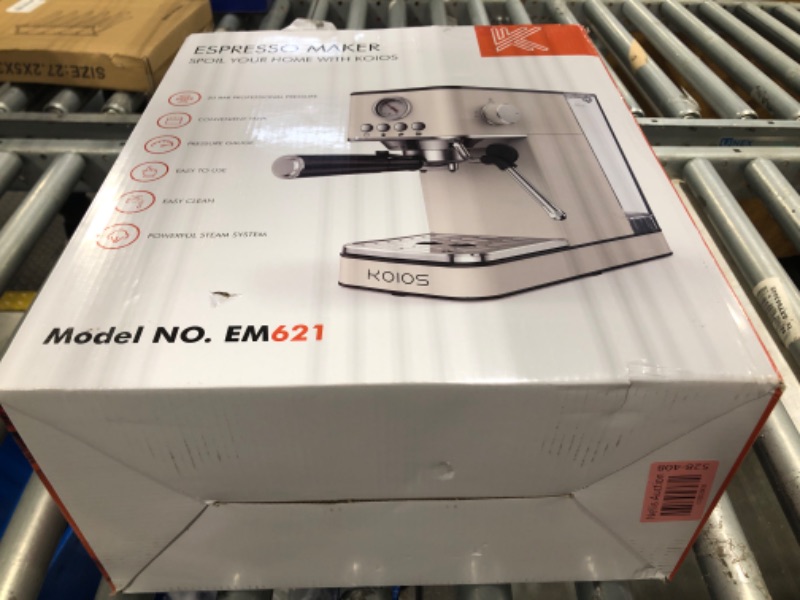 Photo 1 of KOIOS Espresso Machine 20 Bar, Upgraded Espresso Maker with Milk Frother Steam Wand, Stainless Steel Espresso Coffee Machines for Home, Cappuccino, Latte Maker with 58oz Removable Water Tank, White