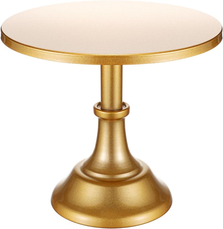 Photo 1 of  Metal Cake Stand 10 Inch Round Birthday Cake Stand Dessert Cupcake Display Tray Holder for Wedding Baby Shower Christmas Baking Party Supplies (Gold)