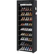 Photo 1 of 10-tier Large Shoe Rack Tall Metal with Covers Shoe Storage Cabinet Large Capacity 36-41 Pairs Tall Shoe Shelf Storage Free Standing Stackable Covered Shoe Rack Organizer for Entryway Closet (Black)