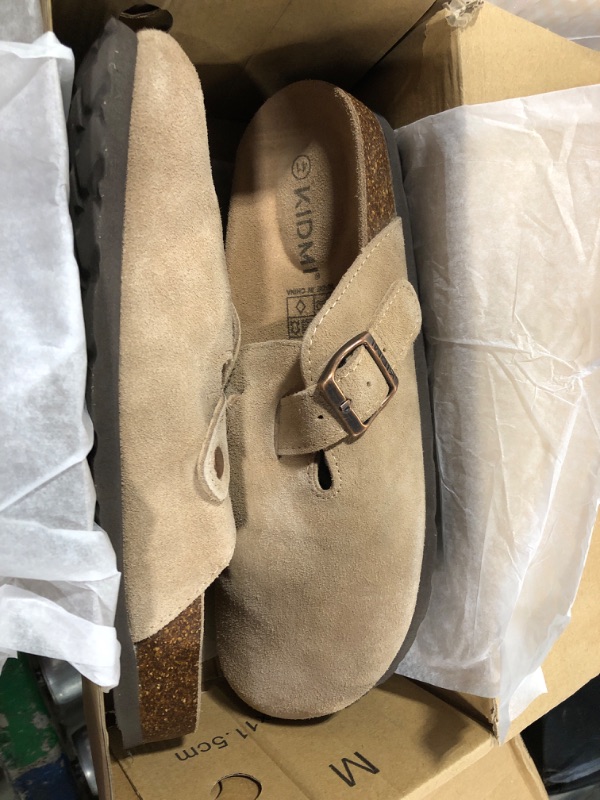 Photo 3 of ***HAS A STAIN ON ONE SHOE***KIDMI Women's Suede Clogs Leather Mules Cork Footbed Sandals Potato Shoes with Arch Support Taupe 41 (Size 9-9.5)