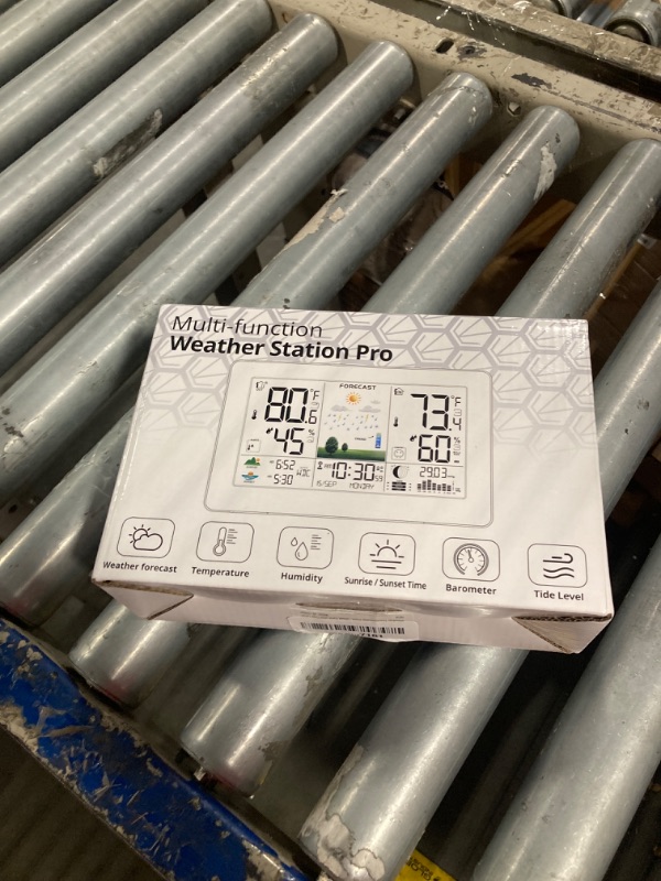 Photo 1 of Weather Station Wireless Indoor Outdoor Thermometer with 3 Remote Sensors and Color Display Atomic Clock, Weather Thermometer Forecast Station with Sunrise Sunset Time and Tide Level