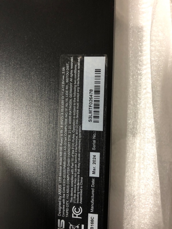 Photo 1 of ASUS ZenScreen 15.6” 1080P Portable USB Monitor (MB166C) - Full HD, IPS, USB Type-C, , Tripod Mountable, Anti-Glare Surface, Protective Sleeve, 3-Year Warranty
