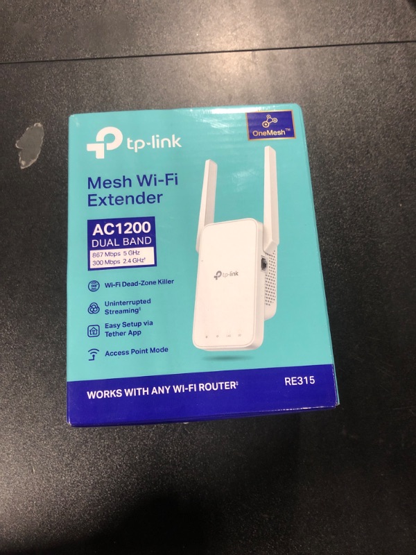 Photo 1 of TP-Link AC1200 WiFi Extender, 2024 Wirecutter Best WiFi Extender, 1.2Gbps home signal booster, Dual Band 5GHz/2.4GHz, Covers Up to 1500 Sq.ft and 30 Devices ,support Onemesh, One Ethernet Port (RE315)
