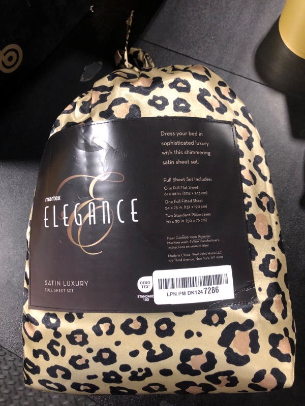 Photo 2 of 4-Piece Martex Elegance Satin Sheets | Full Size Bed Sheets | Luxury Hotel Quality Bed Sheets Set | Satin Sheets | Silky Soft & Smooth | Great for Hair & Skin | Leopard Print Sheets | Leopard