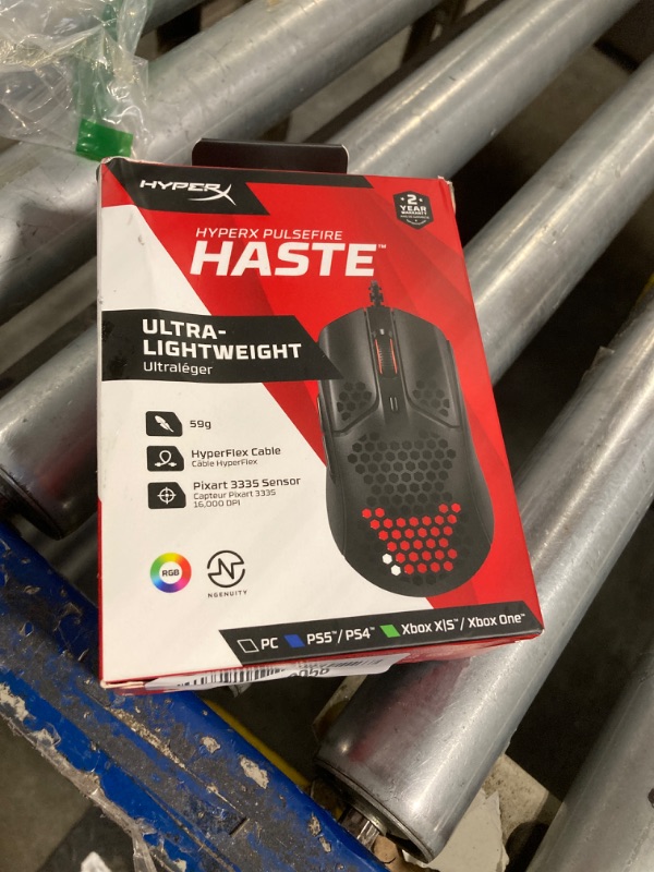 Photo 2 of *FOR PARTS ONLY* HyperX Pulsefire Haste – Gaming Mouse, Ultra-Lightweight, 59g, Honeycomb Shell, Hex Design, RGB, HyperFlex USB Cable, Up to 16000 DPI, 6 Programmable Buttons,Black