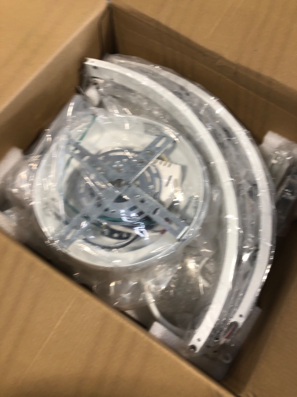 Photo 1 of LEDIARY 20 Inch Low Profile Ceiling Fans with Lights and Remote, Fandelier Ceiling Fan Flush Mount, 3000K-6000K Dimmable LED Fan Light, White Modern Ceiling Fans with Lights for Bedroom