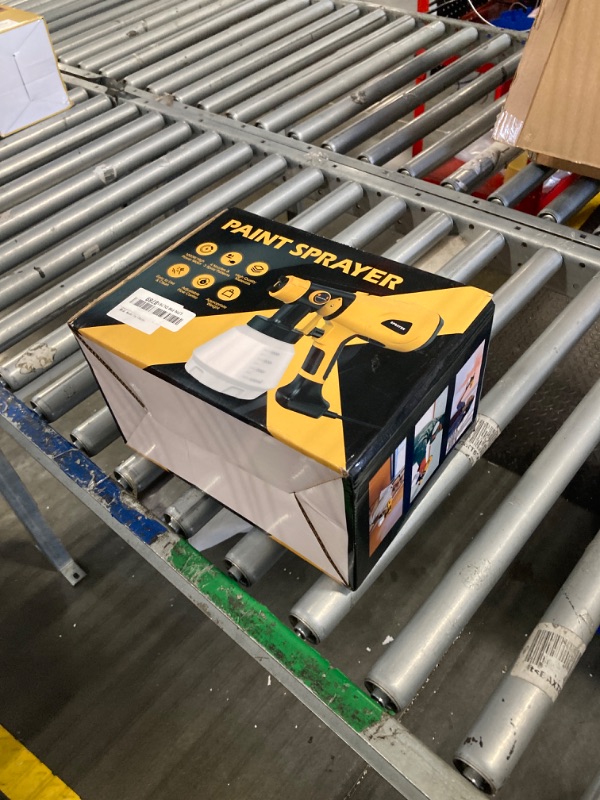 Photo 1 of Paint Sprayer 1000W High Power Electric Spray Paint Gun with Adjustable Spray Width Knob 4 Nozzles and 3 Patterns Easy to Clean for Furniture Home Interior House Painting Yellow