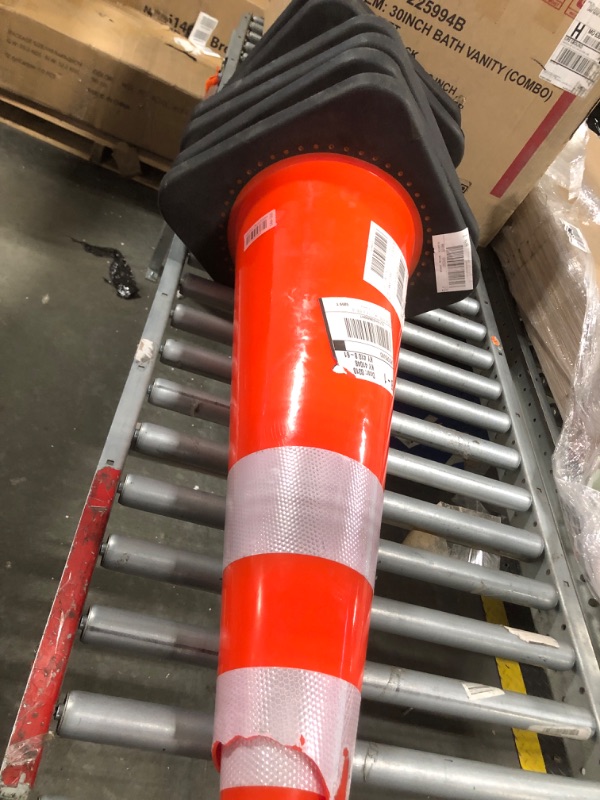 Photo 2 of , 6 x 28" Traffic Cones, PVC Orange Construction Cones, 2 Reflective Collars Traffic Cones with Weighted Base and Hand-