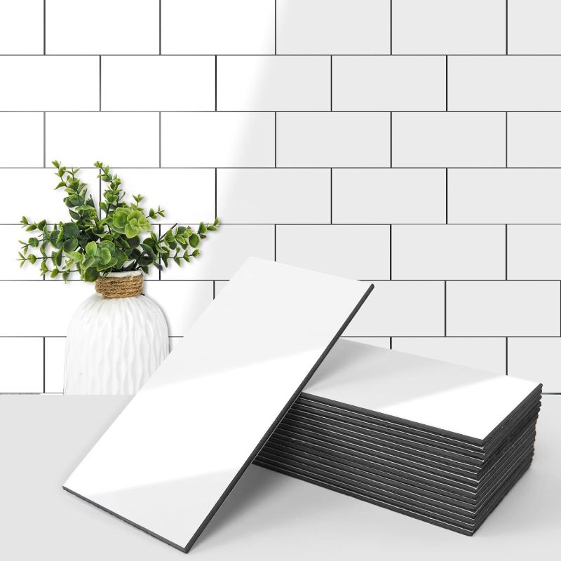 Photo 1 of 
Art3d 102-Piece Peel and Stick Wall Tile for Kitchen Backsplash, Bathroom, Fireplace, 3in. × 6in. Stick on Subway Tile, Glossy White