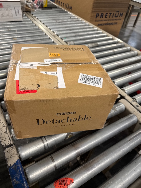 Photo 1 of CAROTE 19pcs Pots and Pans Set, Nonstick Cookware Set Detachable Handle, Induction Kitchen Cookware Sets Non Stick with Removable Handle, RV Cookware Set, Gold and Red