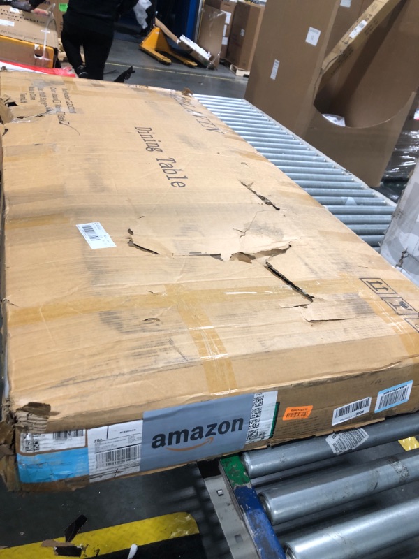 Photo 1 of DELAVIN 70.8" Large Solid Wood Dining Table for 6-8 People, Mid Century Modern Rectangular Oak Kitchen Table, Farmhouse Dining Room Table, Easy Assembly, Black